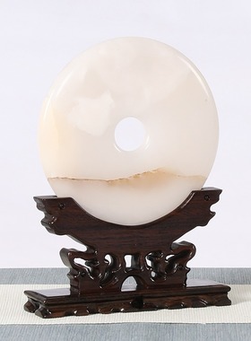 红木平安扣摆件 黑梓木手镯架玉石平安扣木托架子实木底座