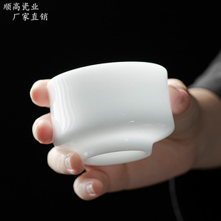 德化冰种玉瓷主人杯单杯高档品茗杯大号茶杯白玉瓷功夫茶具将军杯