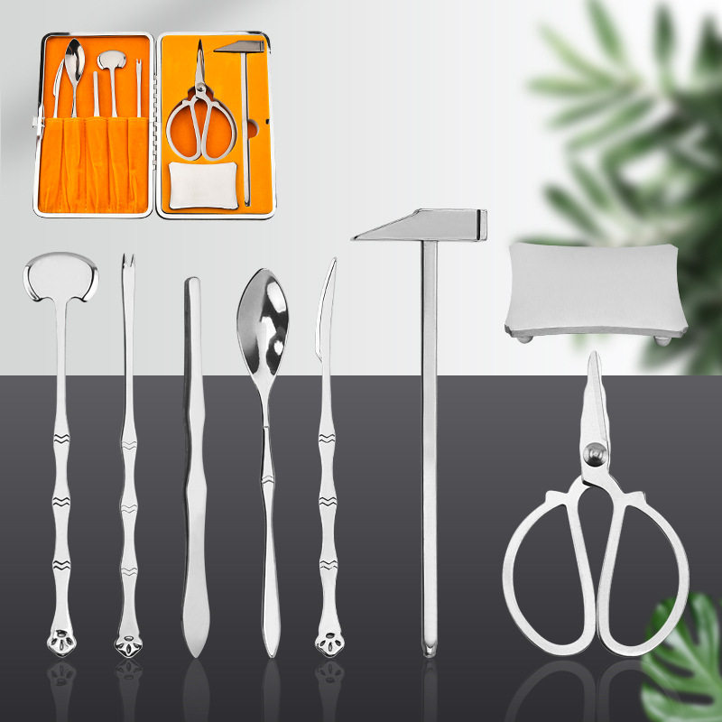 厂家直供吃螃蟹工具8件套礼品套装 不锈钢蟹剪蟹夹蟹针剥蟹工具