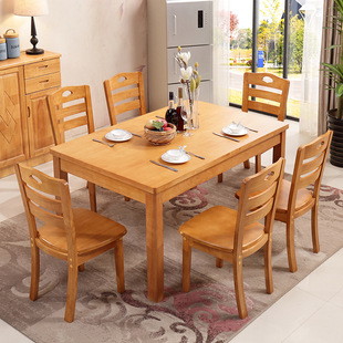 南康家具实木餐桌椅组合小户型西餐桌简约现代橡胶木餐台饭桌