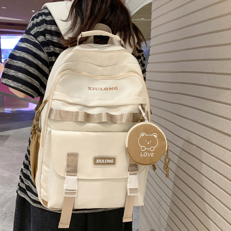 宽肩带书包女初中生减负大容量韩版高中学生日系原宿少女双肩背包