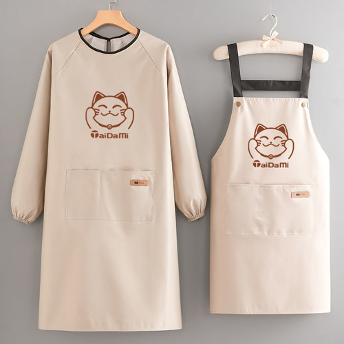 时尚防水围裙厨房家用做饭围腰餐饮专用罩衣女工作服定制logo印字