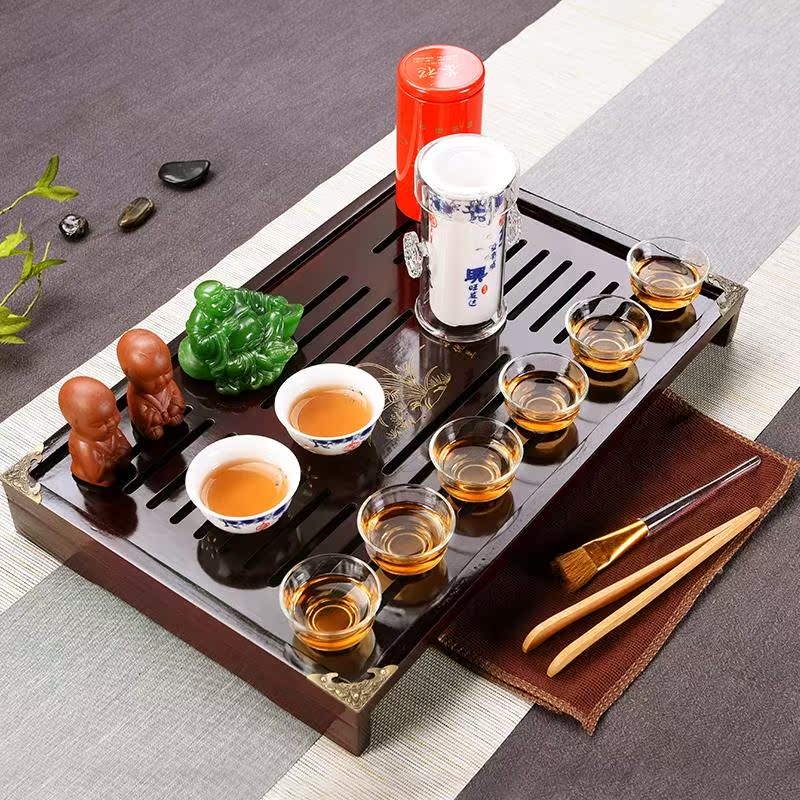 功夫茶艺茶具紫砂整套实木茶壶茶盘茶道茶台茶杯简约功夫茶小型家
