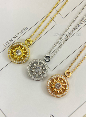 V金高版本Gates太阳花圆牌锁骨链