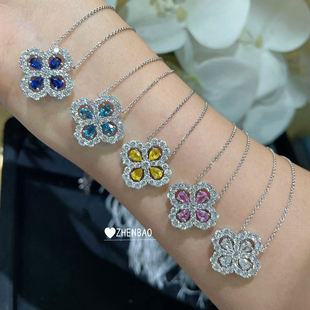 「高定版」四叶草Loop项链女款纯银大号满钻时尚轻奢高级感锁骨链