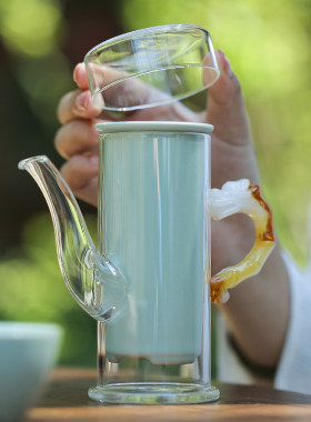 汝窑红茶茶具耐热玻璃哨子茶壶开 片可养陶瓷过滤内胆专用杯泡茶