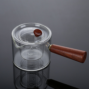耐高温玻璃茶壶侧把木柄加厚耐热煮茶器带过滤内胆电陶炉泡茶具