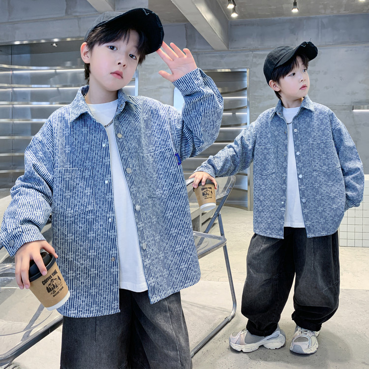 睿诚&-908牛仔条纹衬衫童装童装