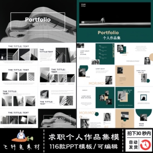 新款摄影师个人简历作品集PPT模板摄影师求职面试艺术图片展示