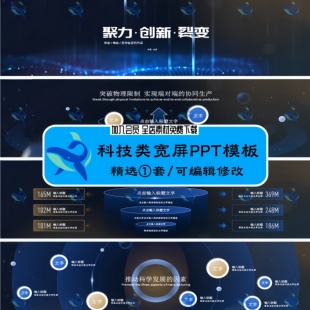 20页企业公司峰会年会发布会未来蓝色大数据科技类宽屏PPT模板