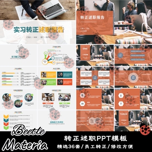 企业实习生新员工试用期转正述职晋升竞聘答辩工作报告PPT模板