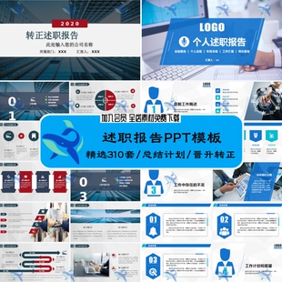 企业员工晋升工作计划报告年中年终总结汇报竞聘转正述职PPT模板