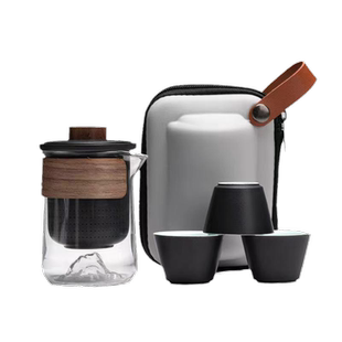 玻璃旅行茶具套装简约泡茶壶一人单人户外便携快客杯陶瓷功夫茶具