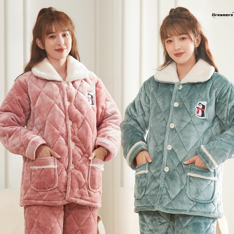 湖南省服睡衣女款秋冬季加绒加厚三层夹棉宿舍可外穿保暖家居厂家