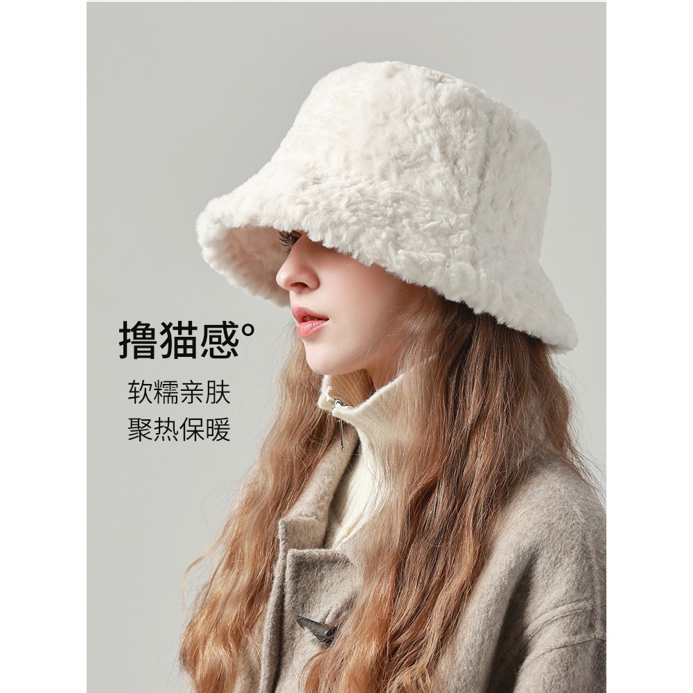 大头围渔夫帽女冬季新款保暖韩版百搭显脸小帽子秋冬天毛绒盆帽