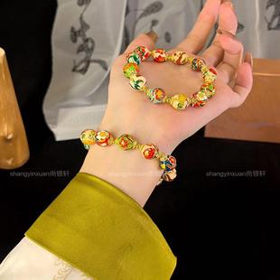 银手链珐琅彩绘十二花神珠珠手链转运珠雅致美感国风气质释放魅力