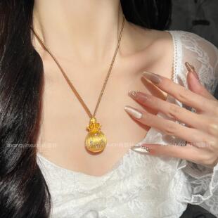 尚银轩意大利布契拉提手工拉丝925纯银财神福袋镶钻银吊坠项链