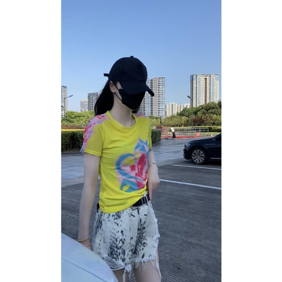 欧货爆款印花t恤女2025年新款短袖显瘦半袖夏装洋气减龄网纱上衣