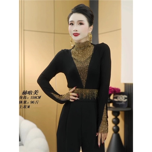 高级感钉钻长袖T恤女装秋冬新款加绒保暖高领打底衫修身内搭上衣