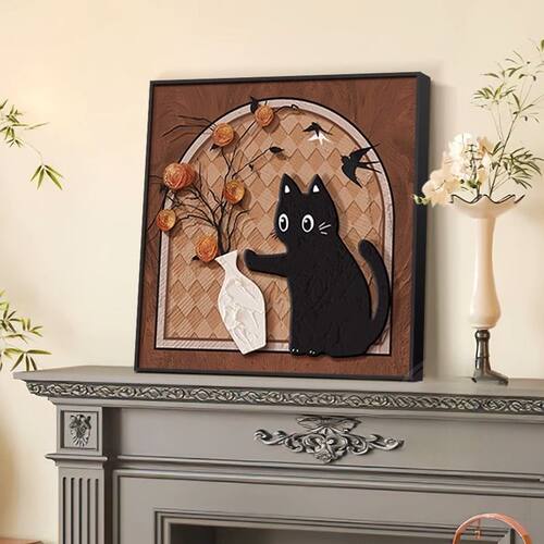 法式中古风猫咪装饰画柿柿如意