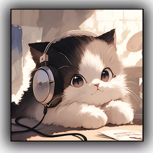 治愈猫咪高级感治愈系正方形挂画