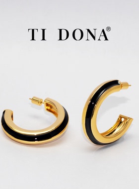 TI DONA 珐琅复古气质独特大气耳环小众设计感高级耳圈轻奢耳饰女