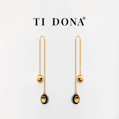 TIDONA珐琅耳线925纯银长款