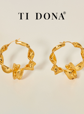 TI DONA 金色大圆圈气质夸张耳环小众设计感高级轻奢法式复古耳饰