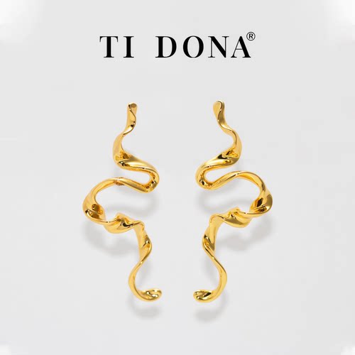 TIDONA丝带大耳环金银色夸张