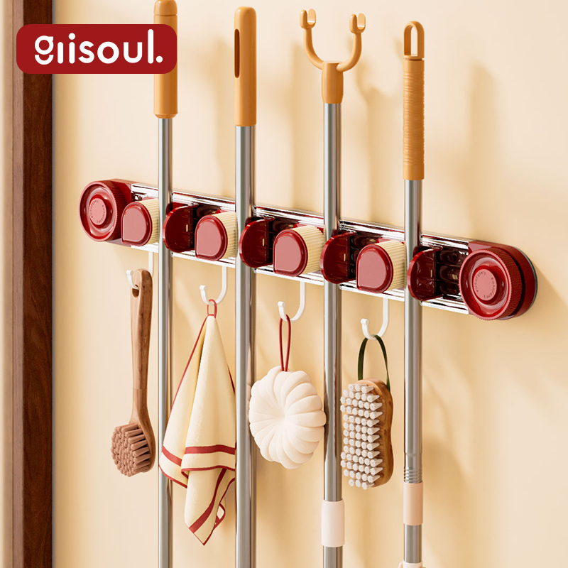 吸盘拖把壁挂夹拖布扫把置物架