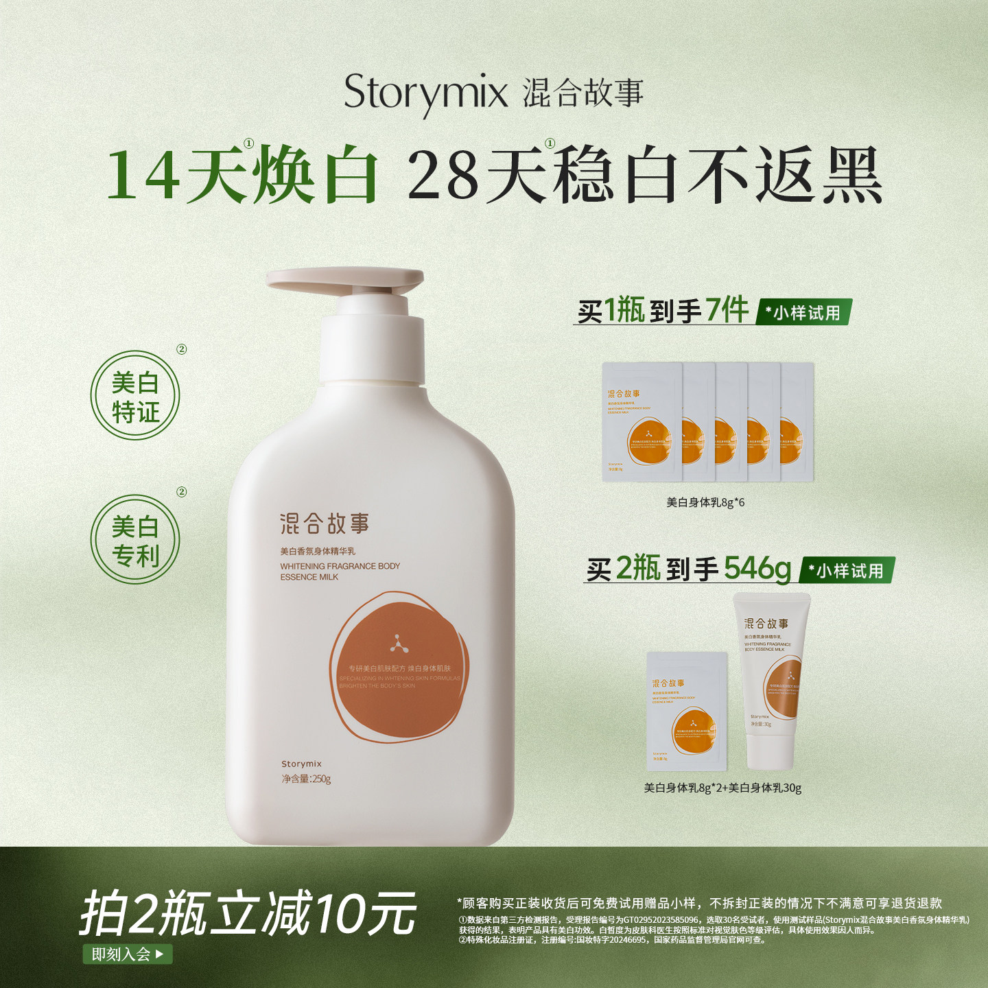 Storymix混合故事润肤露全身变白补水保湿滋润烟酰胺美白身体乳女