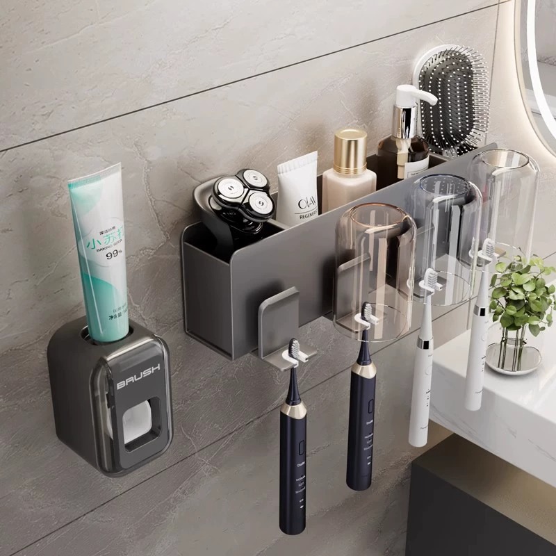 茉棠牙刷架高级枪灰色壁挂式