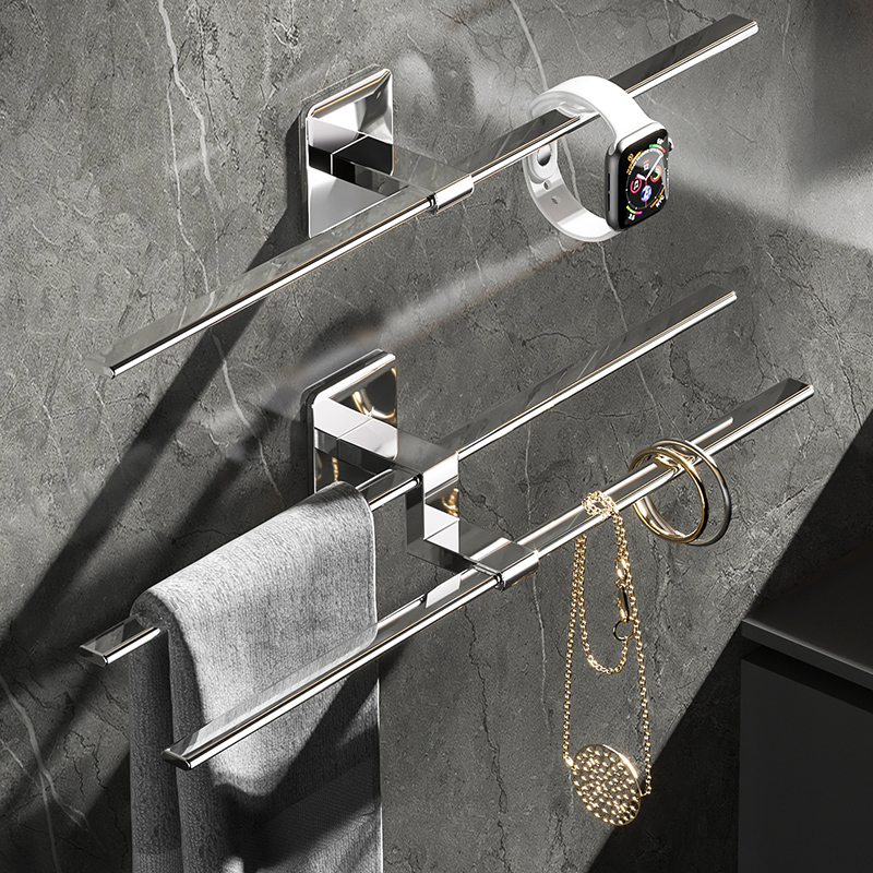 茉棠304钢免钉安装毛巾杆