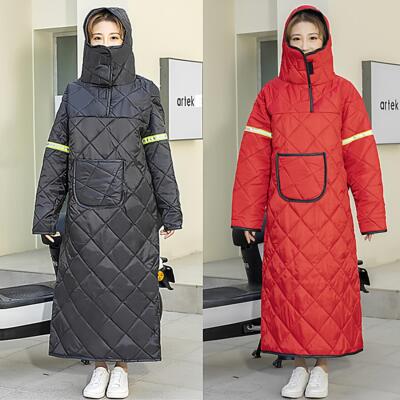 电动车挡风衣冬季加绒加厚加大防水防寒保暖电车长款女款骑车衣