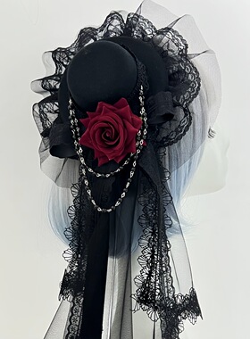 包邮洛丽塔Lolita哥特搞死暗黑百搭lo优雅扁帽小礼帽头饰发饰配饰