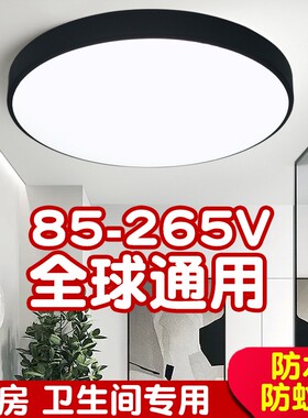 110V吸顶灯LED圆形简约厨卫灯浴室阳台过道走廊玄关防水防蚊虫灯