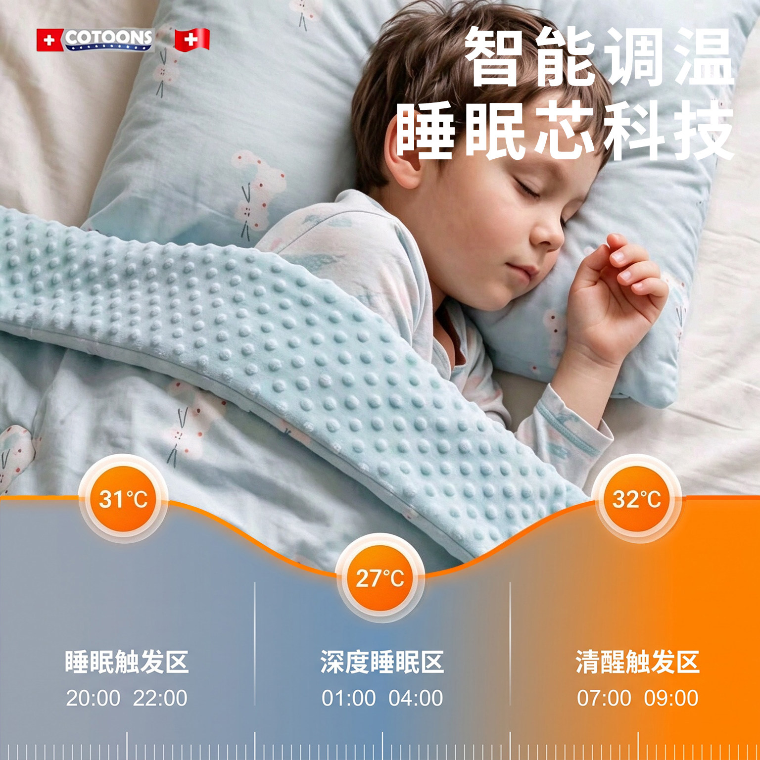 COTOONS婴儿小被子秋新生宝宝专用a类儿童盖被幼儿园豆豆四季通用