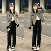 设计感小个子短款 法式 气质名媛灰色小香风外套女秋季 棒球服上衣