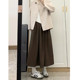 百褶毛呢a字长裙子高级版 设计感小众秋冬新款 高腰中长款 半身裙子