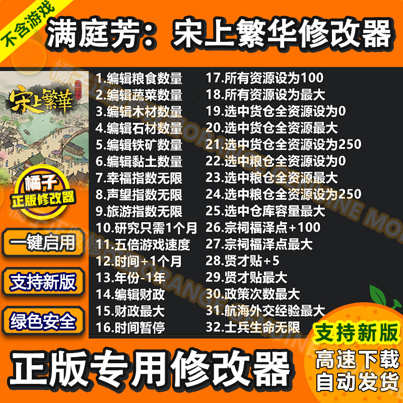 满庭芳：宋上繁华 修改器 Steam/Wegame 辅助存档魔改/不含游戏