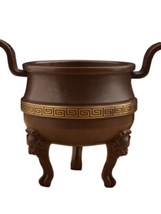 高脚香炉中式仿古藏式纯铜高足鼎炉小铜鼎高脚冲天耳铜香炉i.