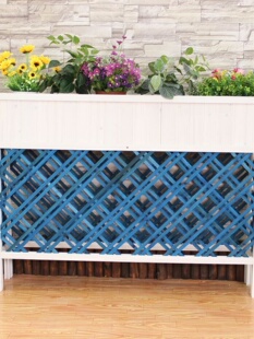 户外实木阳台网格花架防腐木花箱餐厅隔断花槽白色木栅栏花盆架i.