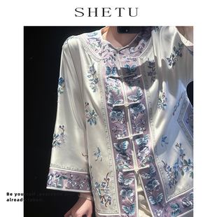 新中式复古禅意唐装上衣早春新款重工刺绣汉服宽松盘扣国风太太服