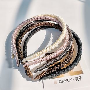 央子Ysancy22姆米真丝 发箍100%桑蚕护发细边皱褶头箍舒适不夹头