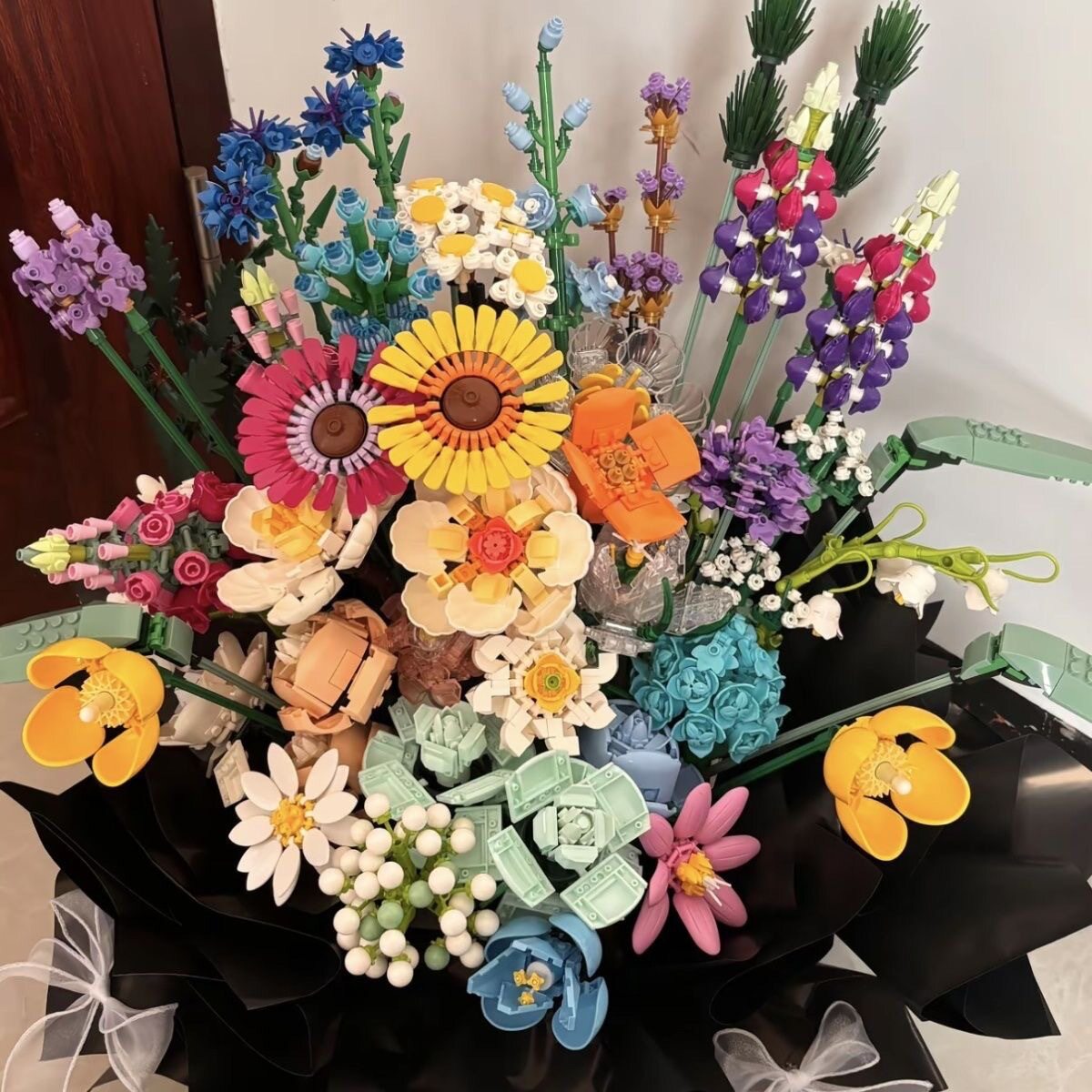 手工拼装积木花束抱抱桶材料包六一儿童节创意送女孩生日礼物益智图片