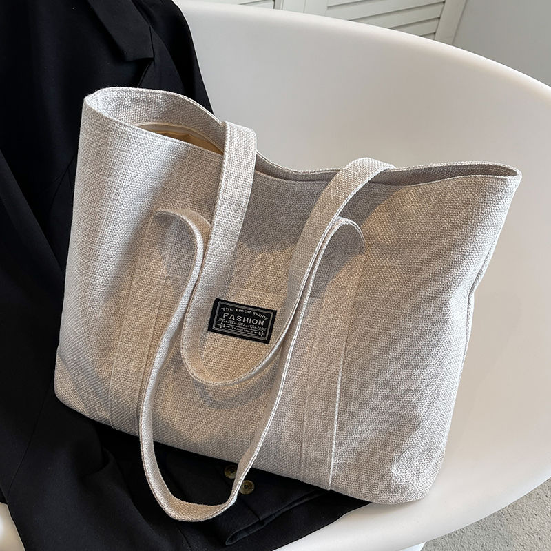 帆布包简单大方网红大容量帆布手提袋上班族通勤托特包ins大学生