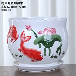 大花盆金钱树客厅养花瓶陶瓷种花盆大号清仓处理高级感好看的专用