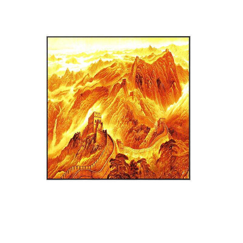 新中式万里长城画客厅背景墙装饰画山水国画公室靠山图玄关挂画