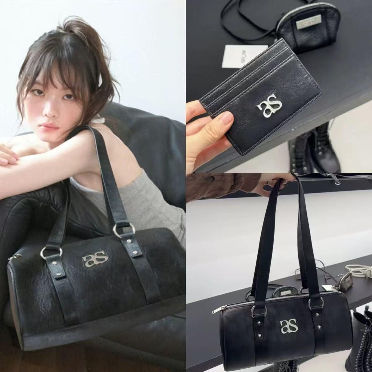 复古风字母LOGO单肩包腋下包2025秋韩国ason设计师品牌波士顿包包