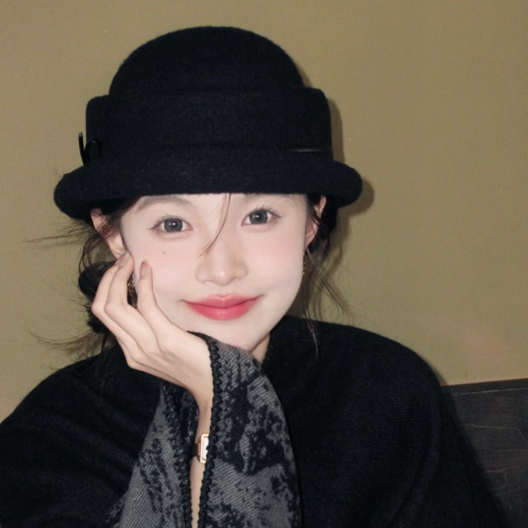 帽子法式秋冬羊毛礼帽盆帽气质赫本复古时尚香风优雅渔夫帽名媛